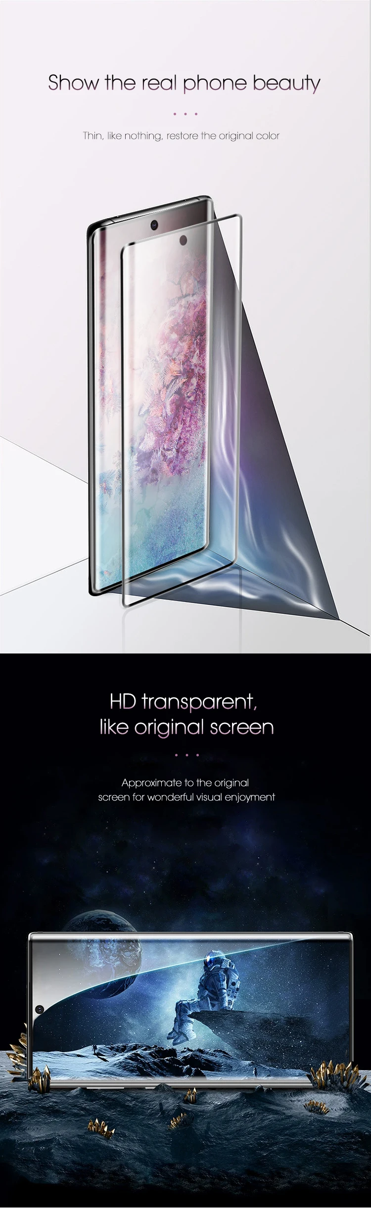 3D Curved Case Friendly Full Coverage Tempered Glass Clear Screen Guard for Samsung Galaxy NOTE 10 Screen Protector Note 10 Pro