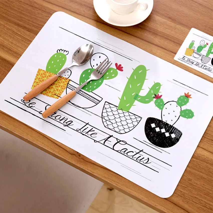 Recycled Plastic Cactus Printed Table Kitchen Waterproof Home