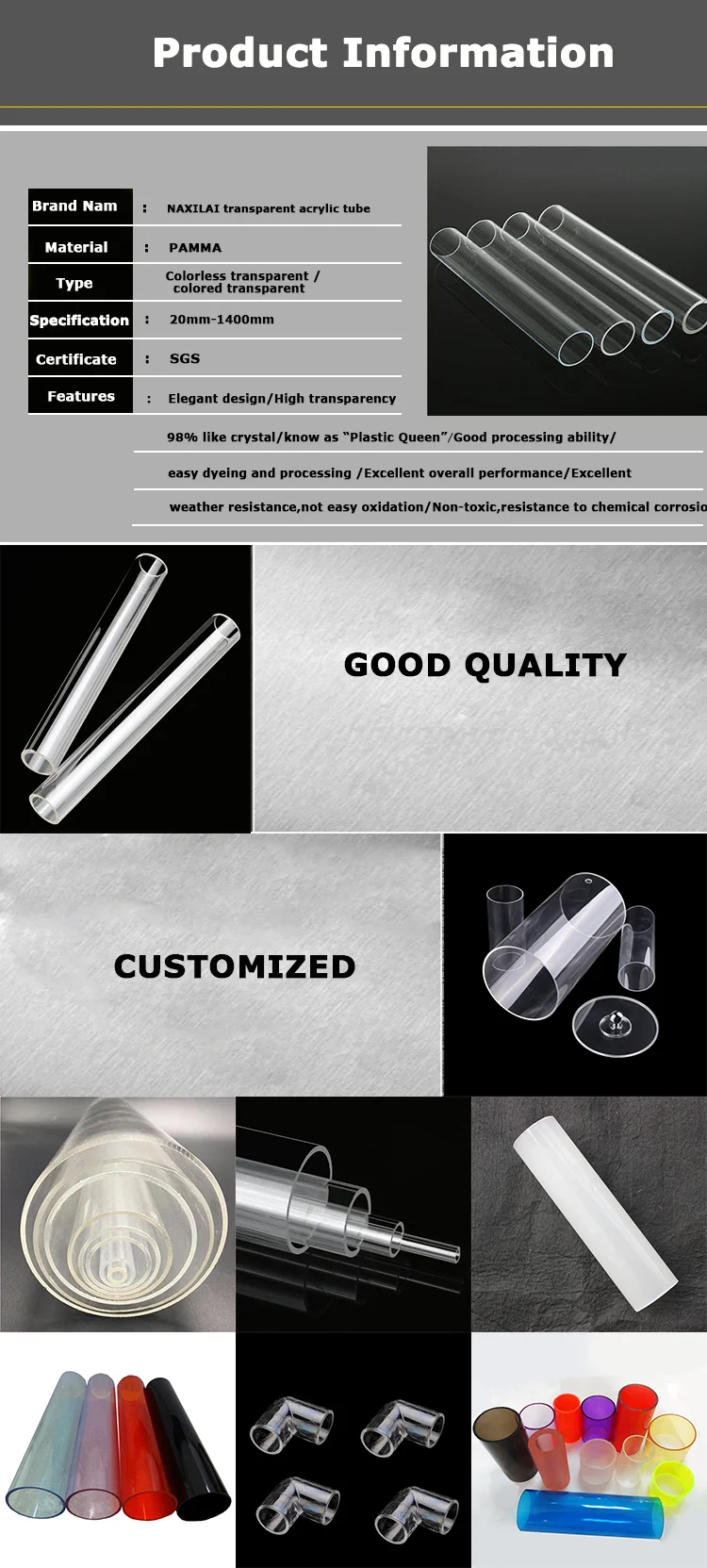 Hot Sell Plastic - Pipes 600mm Large Diameter Acrylic Plastic Tube