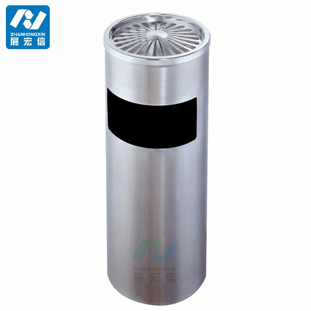 Commercial Stainless Steel Waste Bin Outdoor Trash Bin With Ashtray