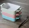 7'' Ceramic baking utensils ceramic bakeware square bakeware with handle Oven bakeware
