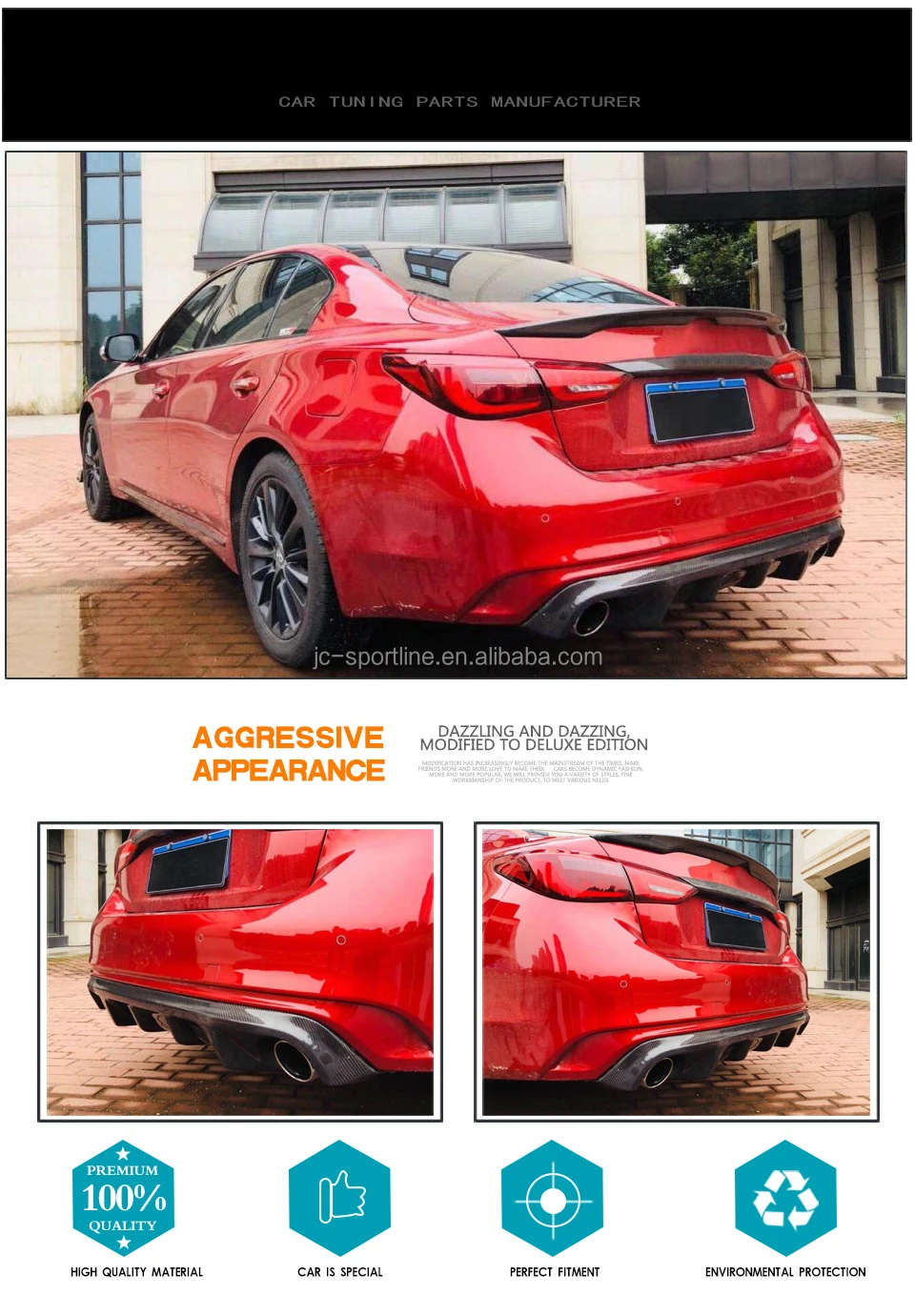 Carbon Fiber Q50 Rear Diffuser For Infiniti 400 Sport Sedan 4door 2018