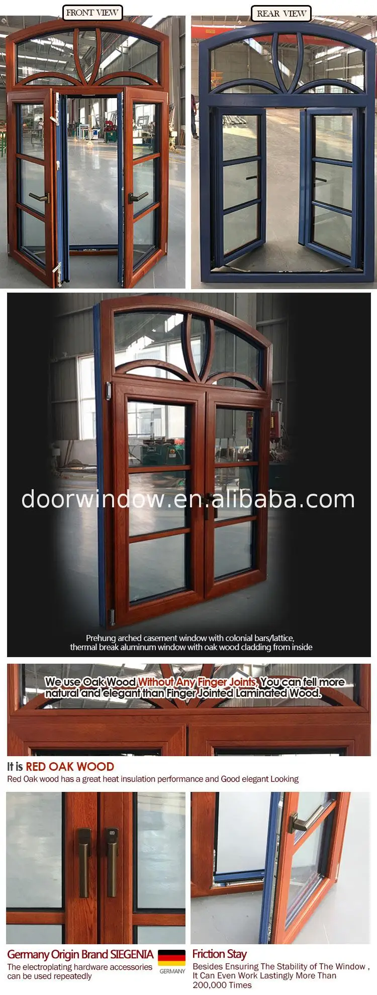 aama certified energy star American oak wood clad aluminum windows