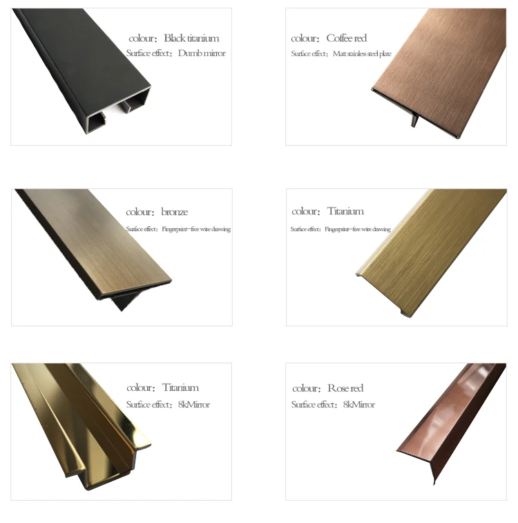 Wholesale Hotel Mirror Golden Stainless Steel T Shaped Tile Trim