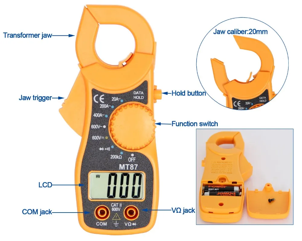 Digital Clamp Meter Mt87 With Continuity Buzzer - Buy Clamp Meter ...