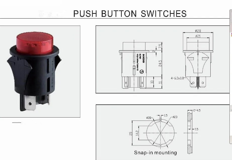 Momentary Snapin Push Button Switch Rl51 Series Buy 250v16a 4pins On Off Push Button Switch