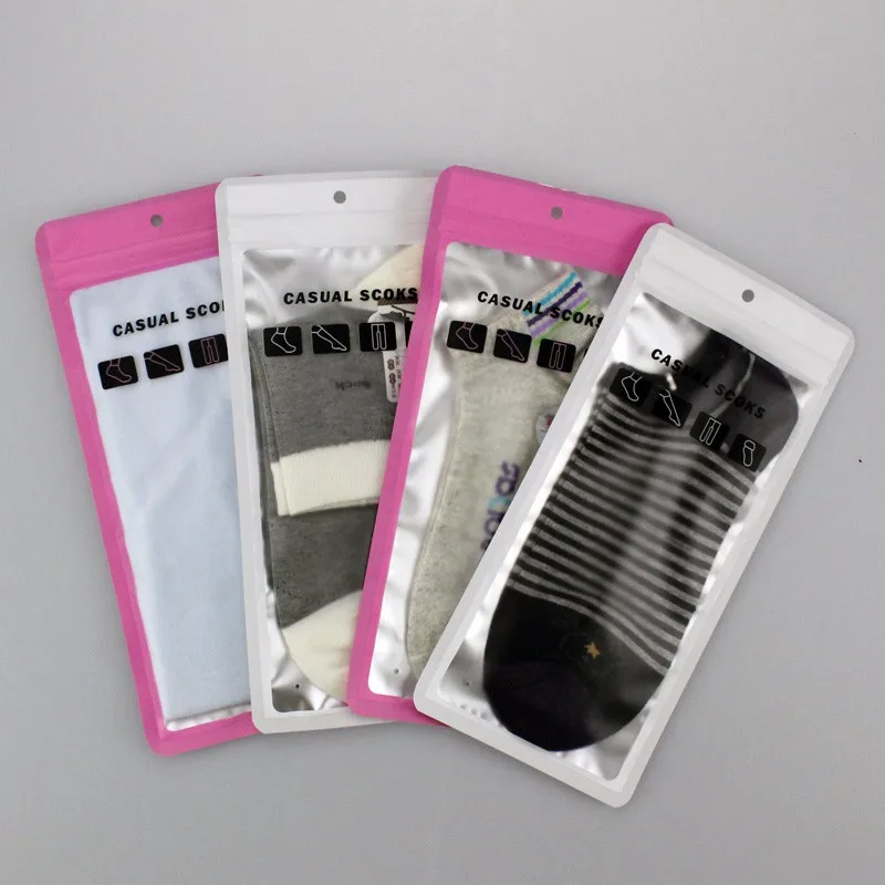 Customized Design Paper And Pe Sock Packaging Bag Buy Sock Packaging