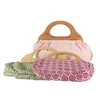 Christmas Gift Antique Retro Literary Forest Female Bamboo Handle Embroidery Ladies Tote Hobo Bag Handbag