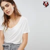Women Scoop Neck Short Sleeve Promotional Shirt Plain No Brand T-shirts