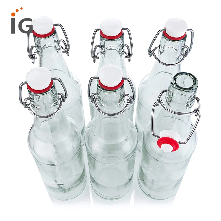 Otis Classic Swing Top Grolsch Glass Bottles 16Oz - For Brewing Kombucha Kefir Beer (6 Set