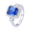 POLIVA Wholesaler Price Resplendent Square Emerald Cut Dark Blue Stone Sterling Silver Gemstone Rings
