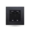 FIKO Black aluminum wire type 86 wall British standard 13A square Angle socket with 2 - bit USB - protected door on the wall