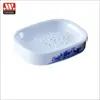 Haixing Plastic Soap Dish Box , Blue and White Bathroom Non-Skid Draining Dish 13286