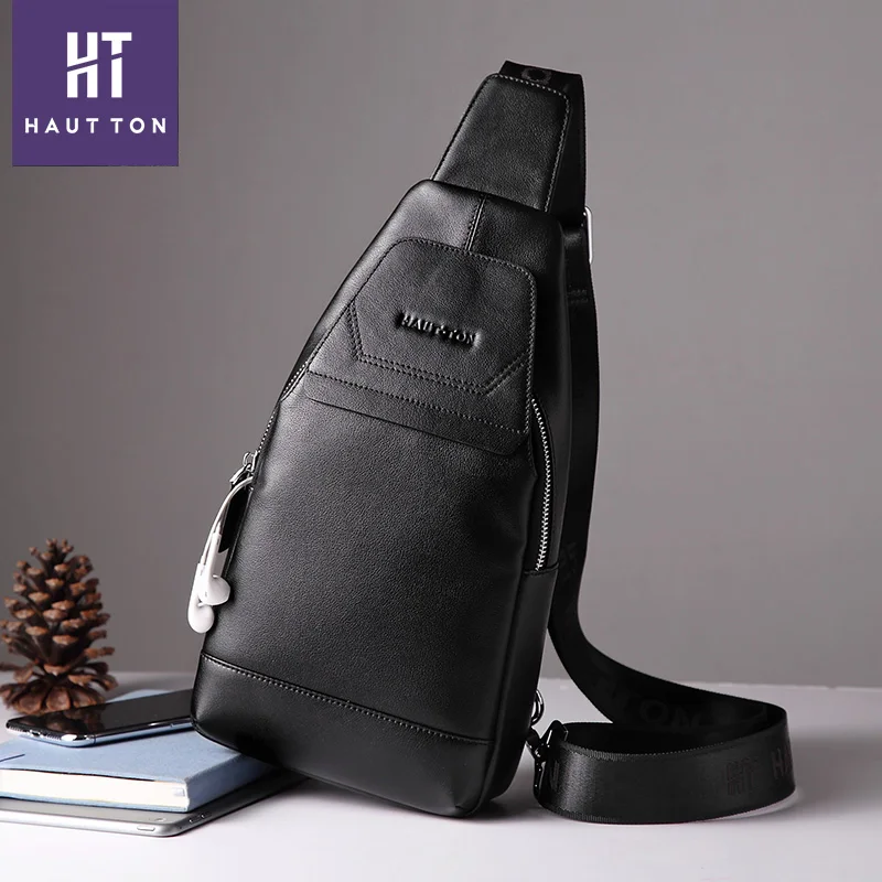 black leather sling bag