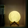 Creative Decoration 3D Printing Moon Lamp LED Night Light 3 Colors Touch Lamp