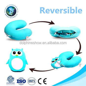 Cartoon Blue Color Soft Plush Stuffed Animal Owl Toy U Shape Neck