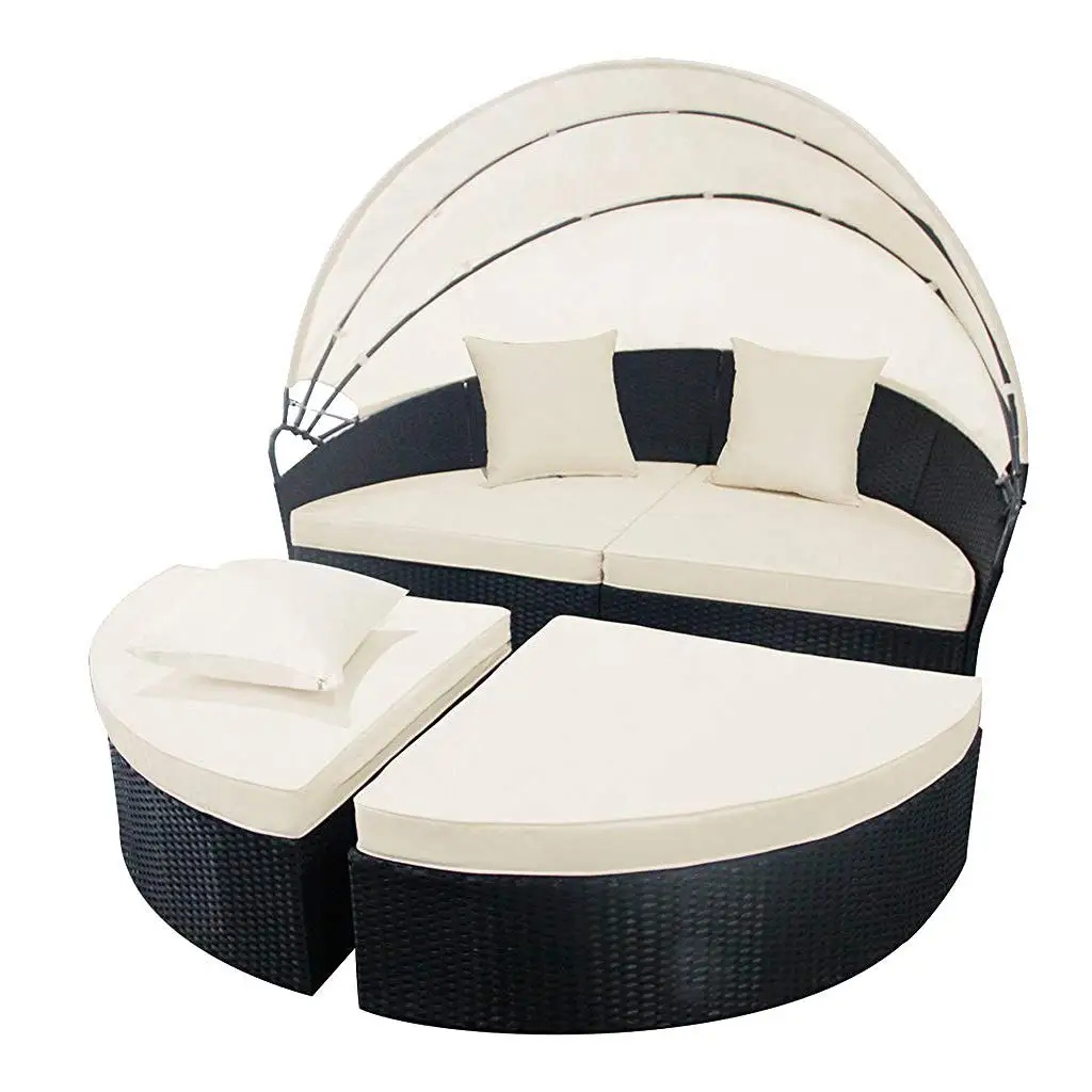 Buy Harmony Life Wicker Daybed with Retractable Canopy Outdoor Rattan