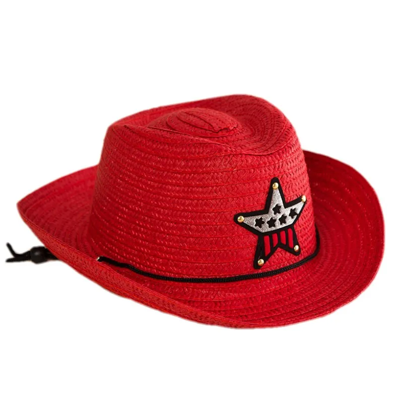 red straw cowboy hat