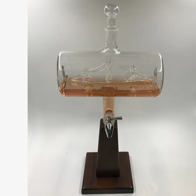 Top Selling Handmade 1000ml Glass Barrel Whiskey Wine Decanter Whiskey