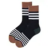 Fancy Knitted Orange And Yellow Custom Crew Knitted Socks Wholesale, Mens Fashion Soft Touch School Socks