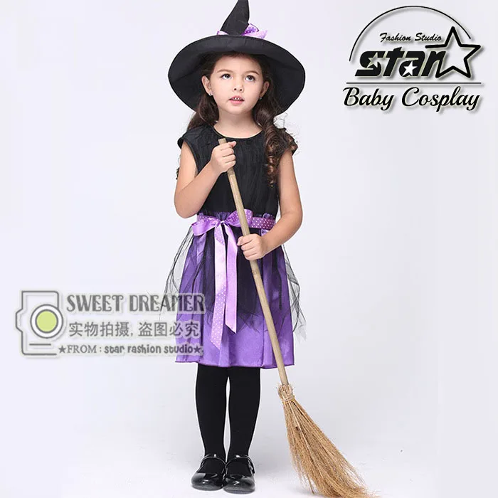 Girls Witch Costume font b Fancy b font font b Children b font Halloween Costume Kids