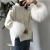 Fashion Luxury Ladies Warm 100% Cashmere Fur Cuff Computer Knitted Wool Sweater Custom Furry Jumper Sweaters