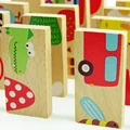 Baby Toys 28Pcs Beech Wood Animal Domino Solitaire Domino Wooden Toys Educational Blocks Baby Early Learning
