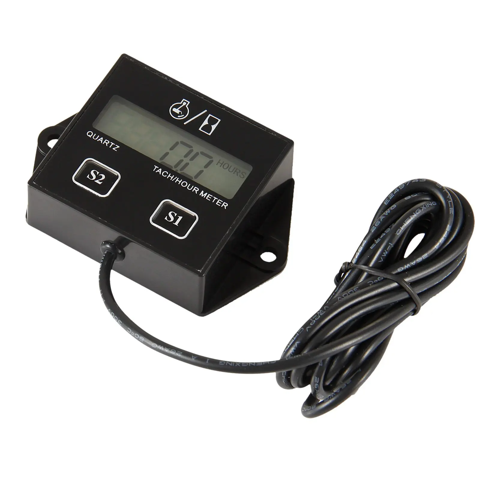 Digital Engine Hour Meter//Tach Tachometer Gauge for Small Engines Motorcycle ATV Lawn Mower Motocross UTV Boat Generator Non-replaceable Battery Tach//Hours