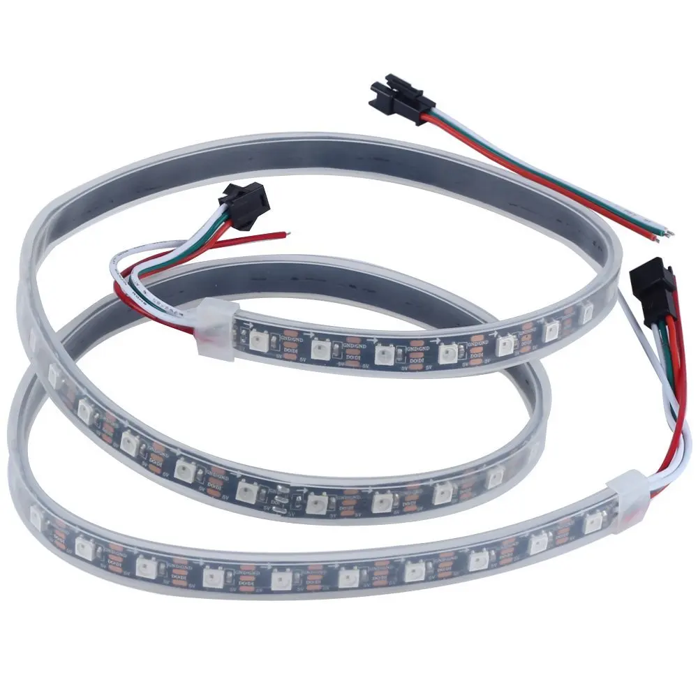 SZMiNiLED Double Row Black PCB 5050SMD Warm White DC 12V LED Flexible Strip Ribbon Tape 16.4ft 5m 600LEDs Non-Waterproof LED String Lights Warm White