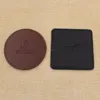 Blank brown genuine leather tea cup mats / round coffee coasters custom