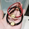 High Grade Korean Fashion Wristband Sweet Golden Apple Charm Leather String ladies' Fruit Weave Bracelet Bangle