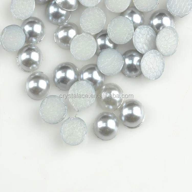 10mm Gray color hot fix transfer fashion half round flatback pearls for iphone DIY