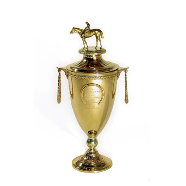 זהב מתכת מותאמת אישית מרוצי הסוסים גביע עם מפעל גביע