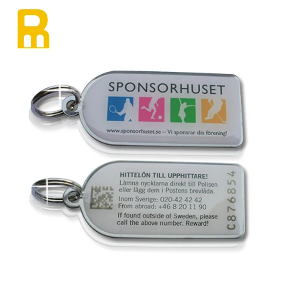 Professional Customized Logo Metal Id Tag Keychain Qr Code Barcode Key Tag / Key Fobs Random