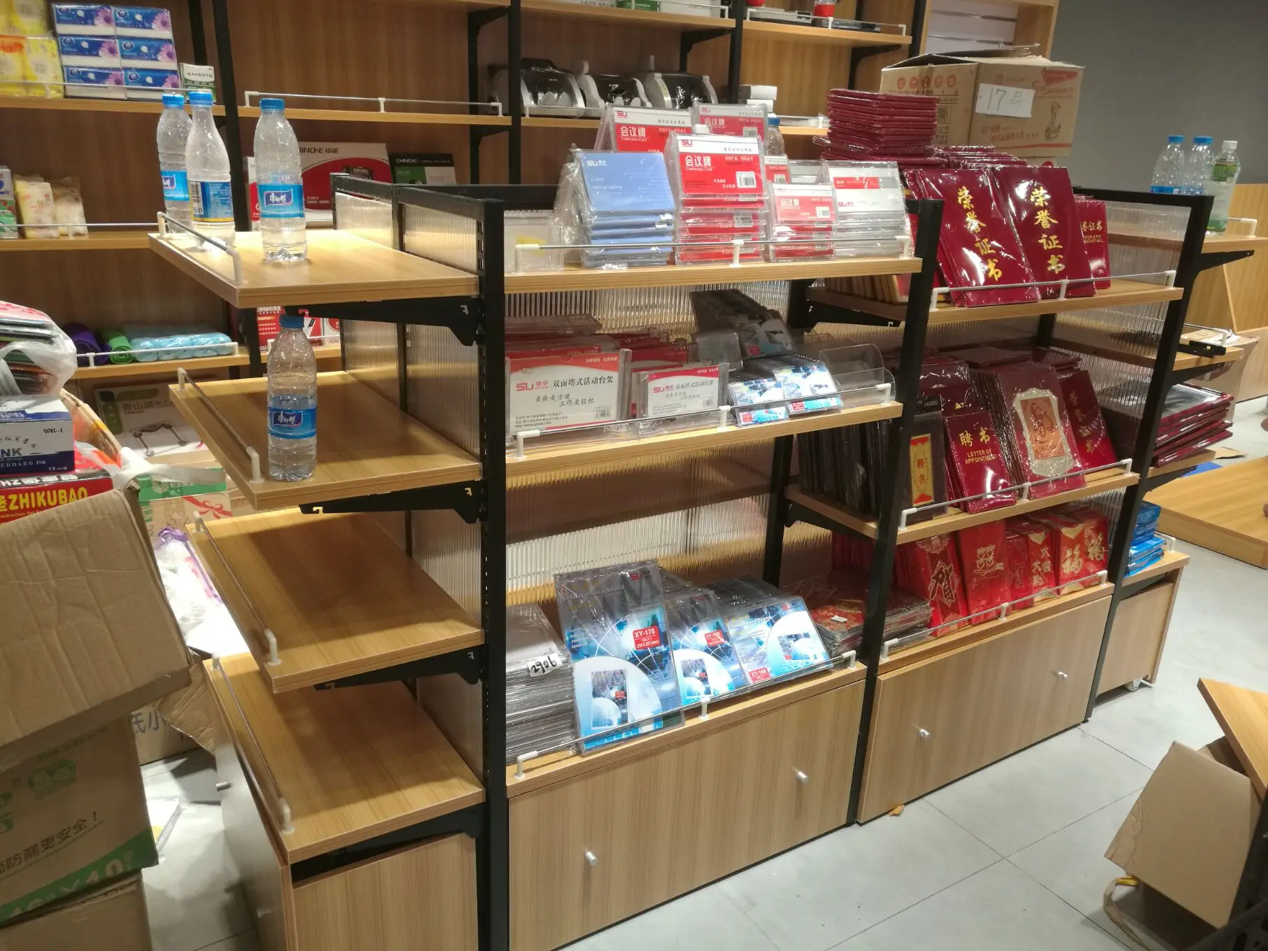 Retail wooden shoe showcase storage shelving metal shelf