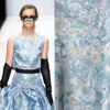 Silver polyester brocade jacquard clothing skirt fabric lady dress fabric
