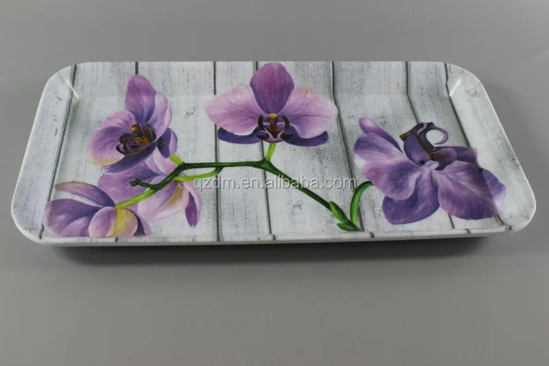12inch Melamine Rectangle Tea tray Flower Print