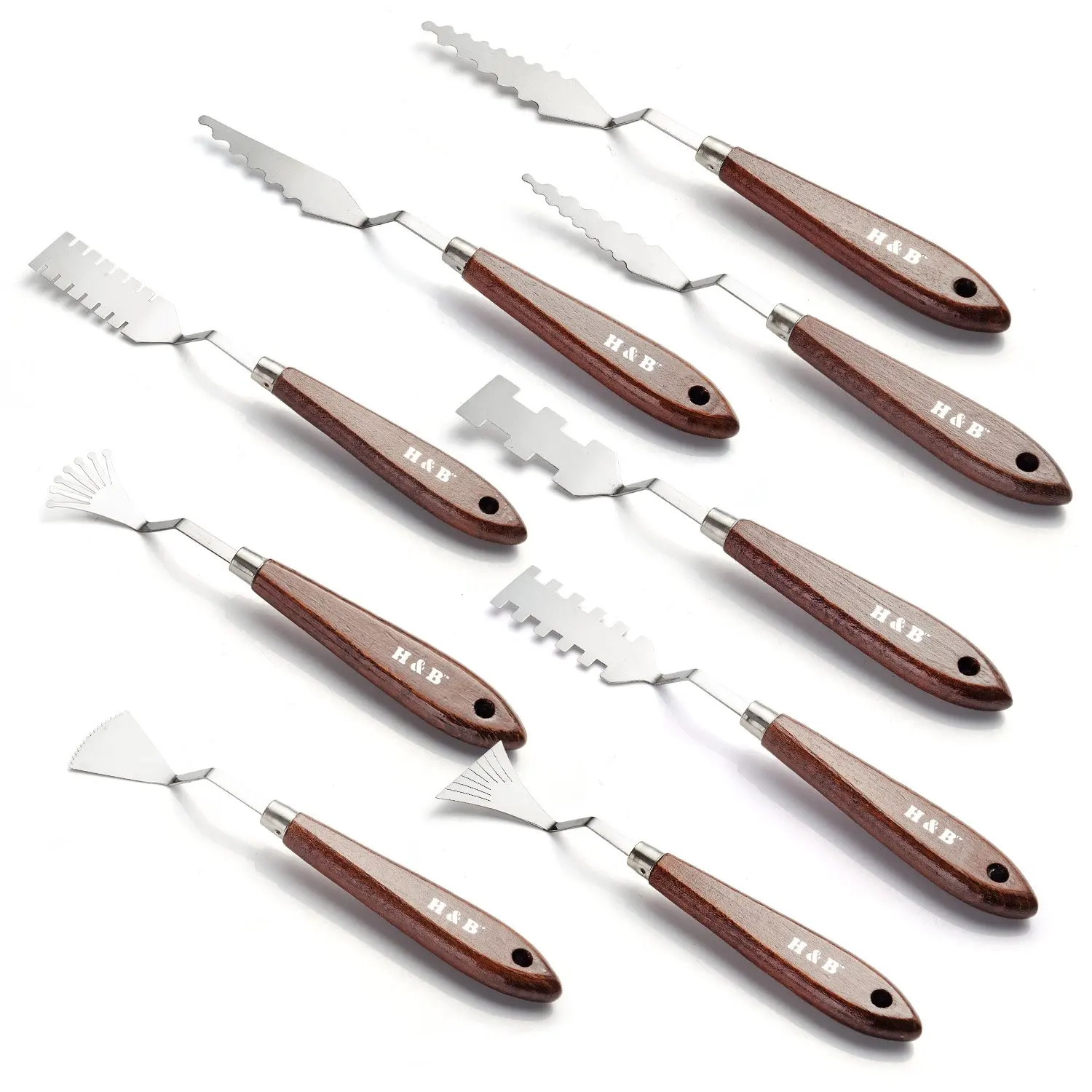 9 Piecs Stainless Steel Color Palette Knives Kit for Painting Creative Artistic Color Mixing Oil Painting Flexible Use-Lightwish