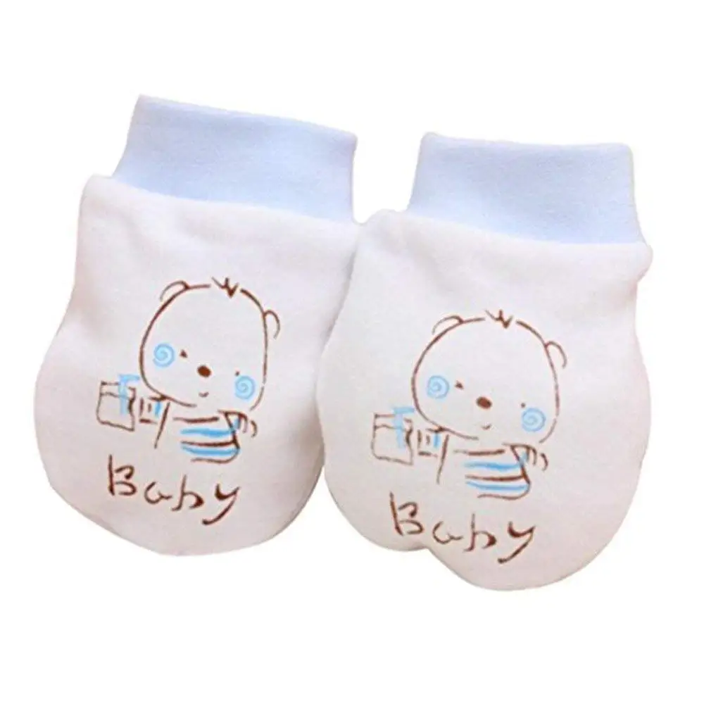 2 Pairs Cute Cartoon Baby Boys Girls Anti Scratch Mittens Cotton Newborn Gloves