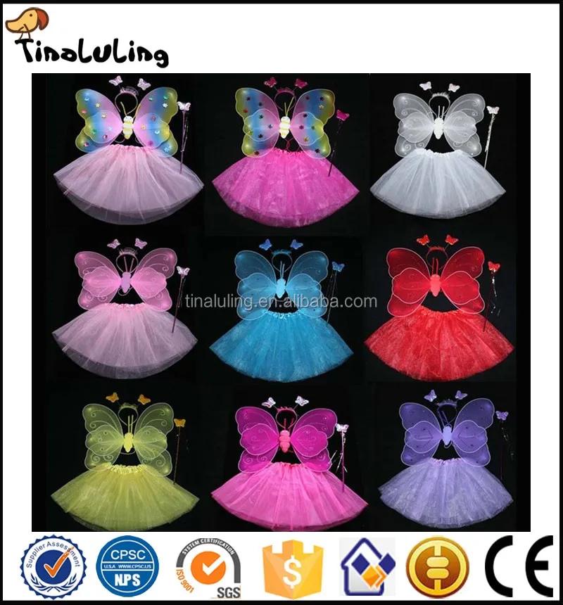 source new products hot pink glitter fairy tutu wings butterfly 