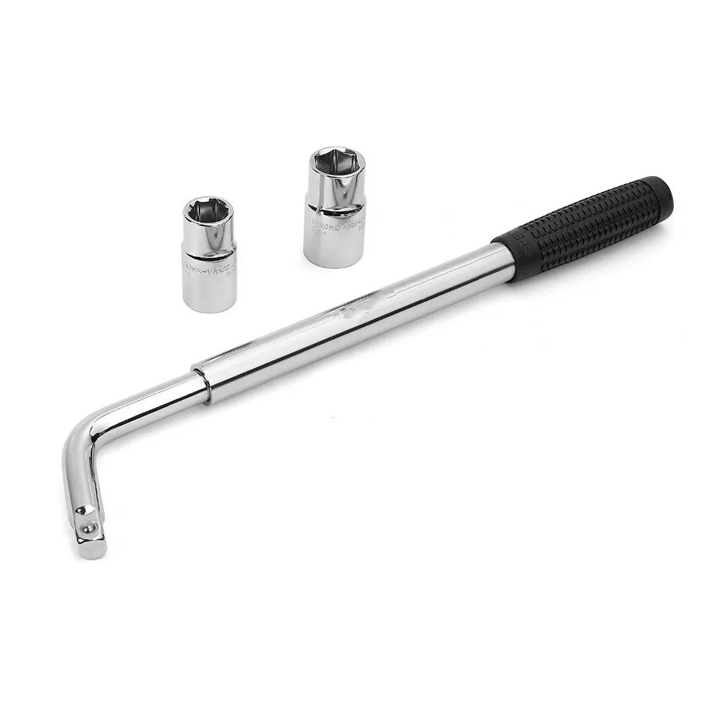 Telescoping Lug Wrench Ratchet Handle Wrench With Standard Sockets 17/