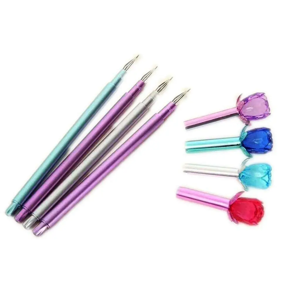 GMYANYZB Ballpoint pen 1Pcs Hot Sale Crystal Gel Pen Large Roses Bloom Diamond Head Ballpoint pen 0.5mm Black Ink Office School Supplies Stationery