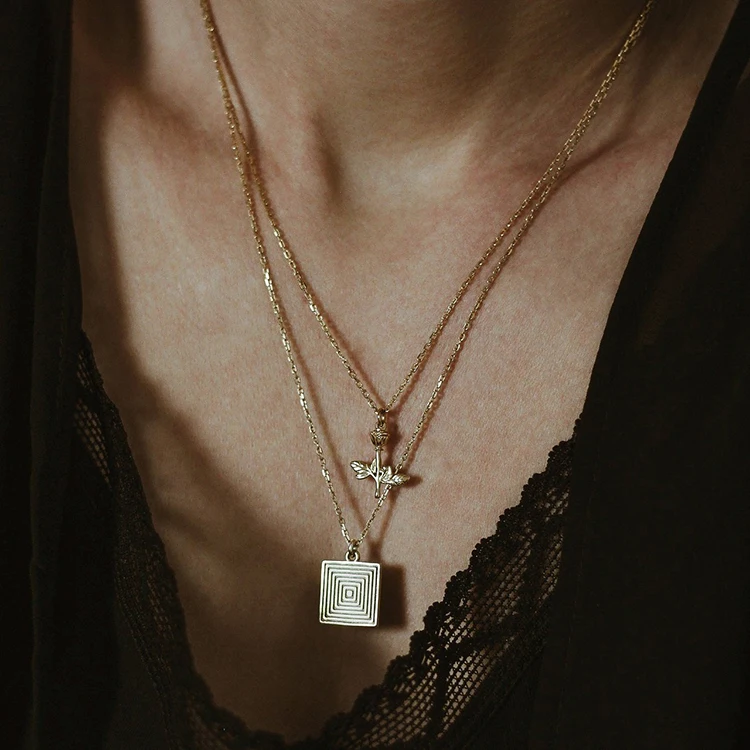 925 sterling silver 2019 popular roman square shaped necklace