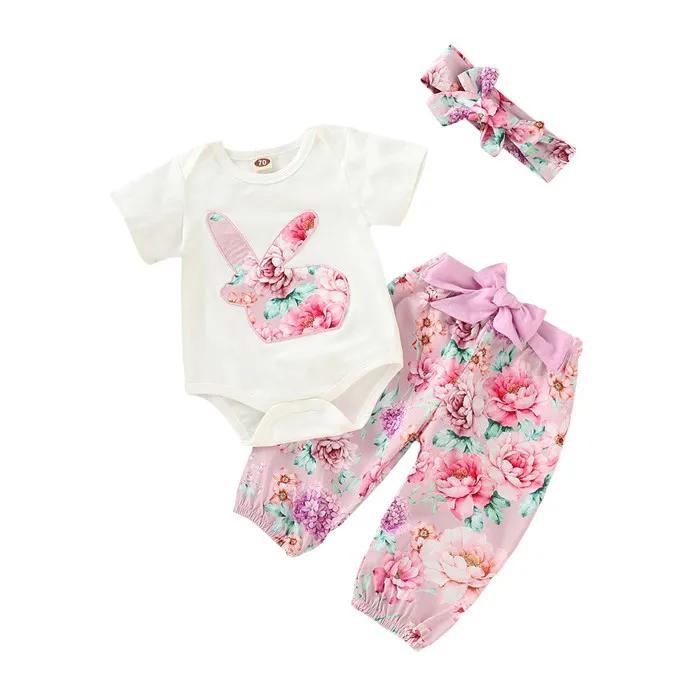 2019 Fashion Baby Clothes short Sleeves Baby Printing Cotton Romper Set with good price