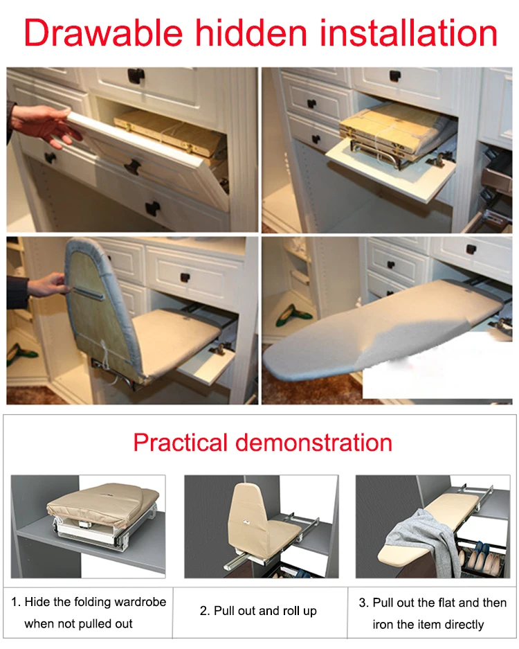 New product home furniture drawer sliding space saving folding ironing board