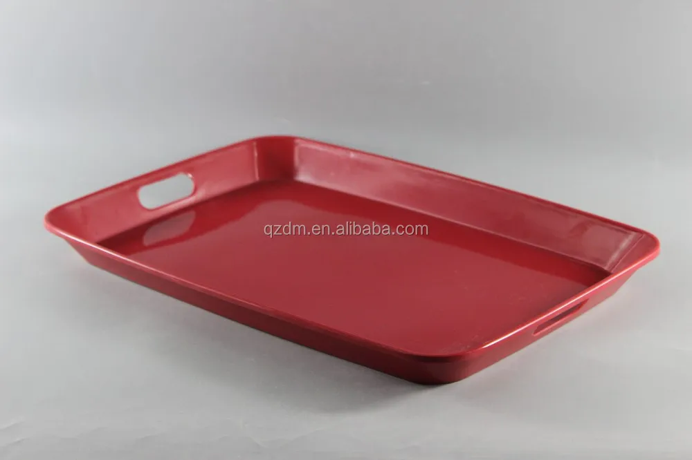 2-Handled Melamine Black Tray No Printing