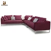 European designer living room goose feather metal couch L shape cheap model 6 7 seater sectional sofa