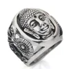 Religious Buddha retro stainless steel casting carved ring