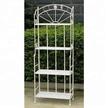 Vintage White Wrought Iron Garden Flower Shelf Pots Planters Vintage White Wrought Iron Garden Flower Shelf Pots Planters