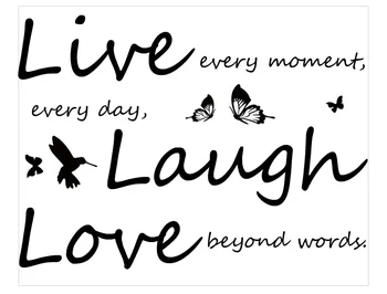 Vivid Live Laugh Love Wall Stickers Vinyl Mural Quote Wallpaper